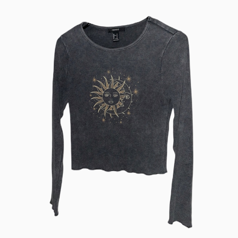 Forever 21 Sun and Moon Long Sleeve Shirt, Size S
